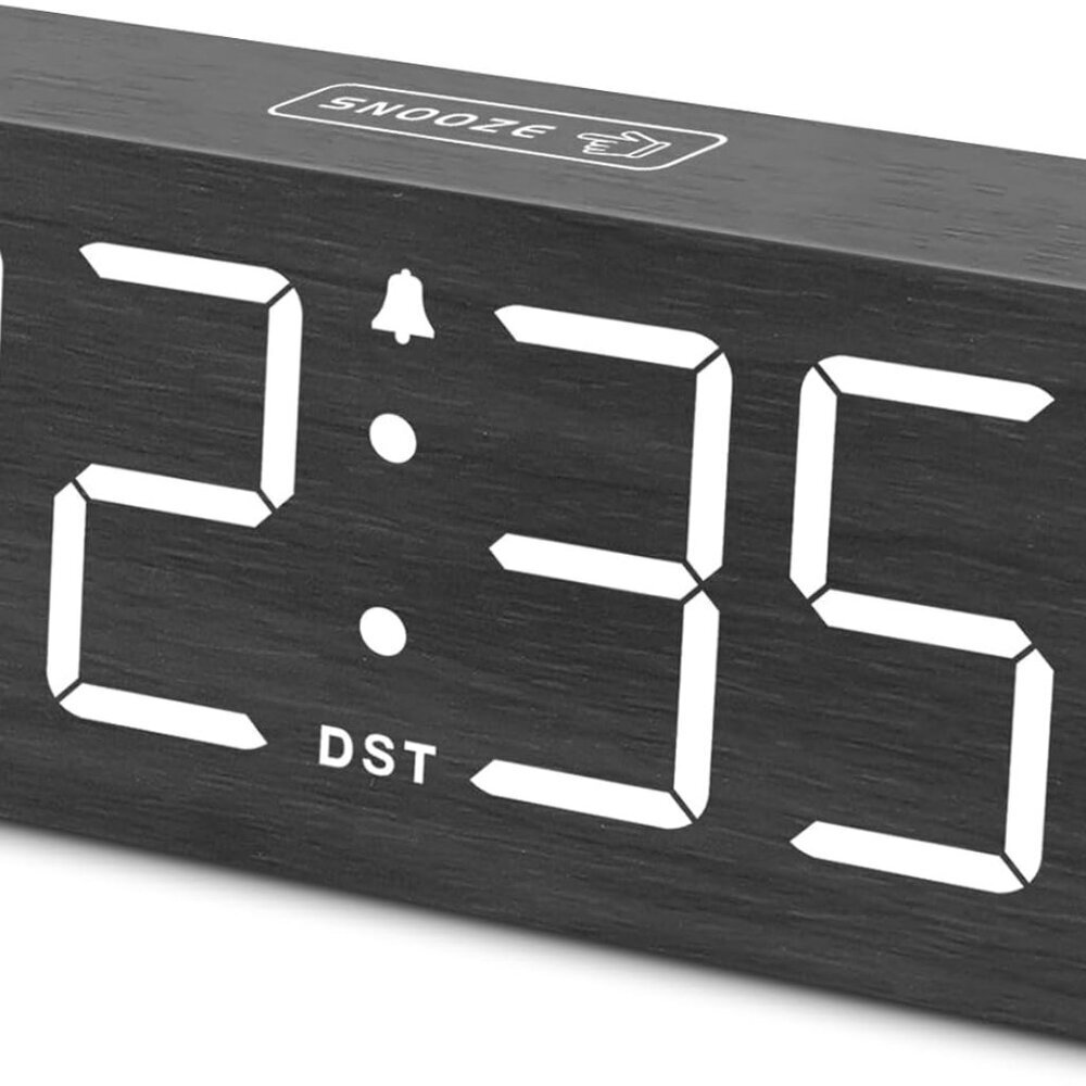 Wooden Digital Alarm Clock for Bedroom - Loud Alarm Clock for Heavy Sleepers wit